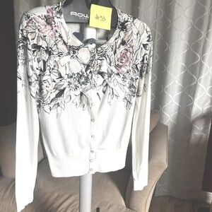 White House Black Market Floral Cardigan